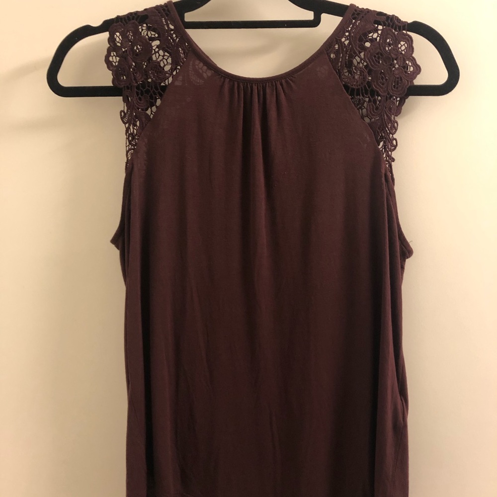 burgundy lace tank